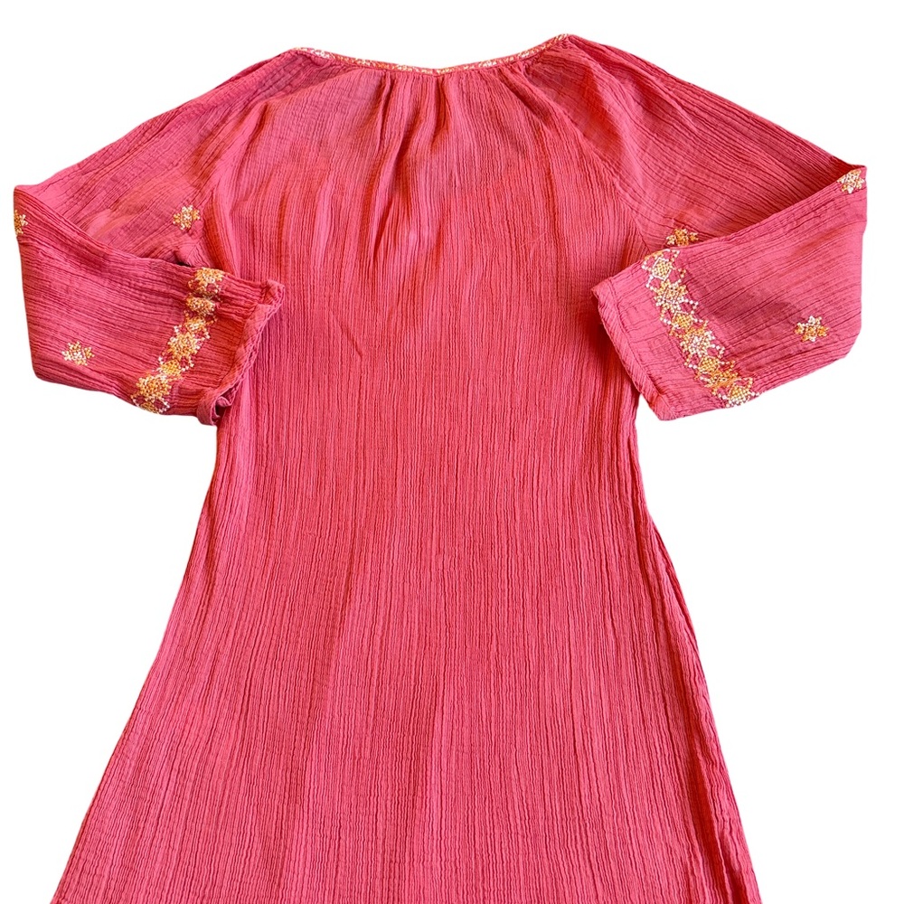 Old Navy Coral Cotton 3/4 Sleeve Top Embroidered Accents Small (3 for $12 item) - Picture 2 of 5